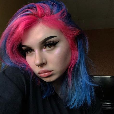 Hot Pink Roots Split Dyed Hair Hair Inspo Color Aesthetic Hair