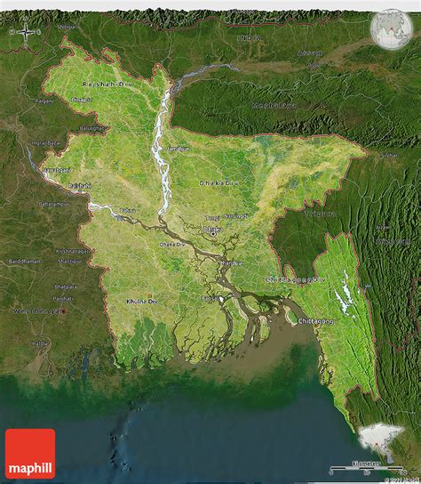Satellite 3d Map Of Bangladesh Darken
