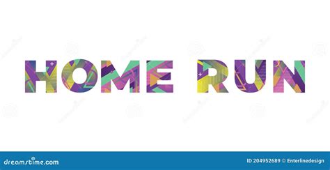 Home Run Concept Retro Colorful Word Art Illustration Stock Vector