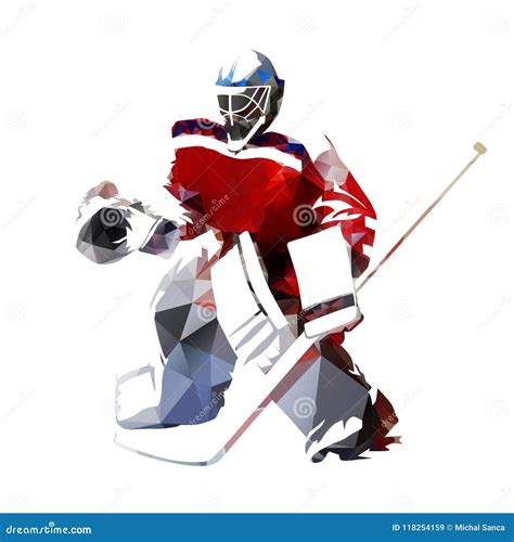 Ice Hockey Goalie Polygonal Vector Illustration Stock Vector