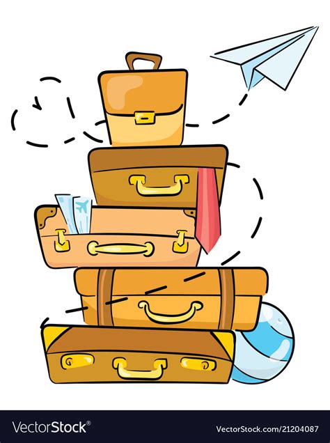 Cartoon Luggage For Traveling For Royalty Free Vector Image