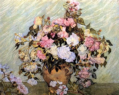 Still Life Vase With Roses Vincent Van Gogh Impressionism Flowers