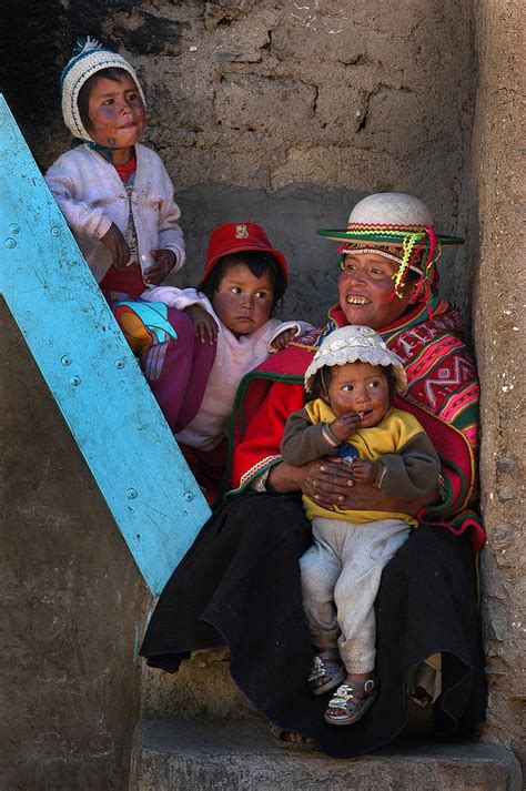 Kallawaya Women With Children Republic Of Bolivia Photograph By Eric