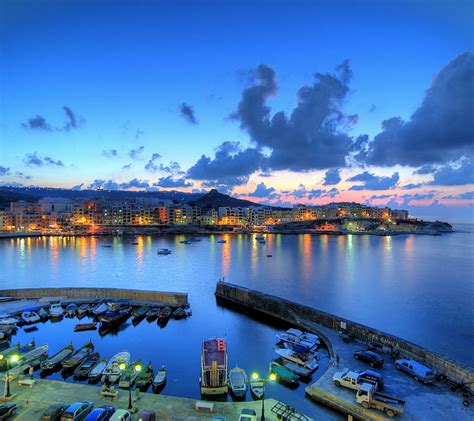 Malta Port Boat Colors Light Romantic Sea Sky Sunset Hd