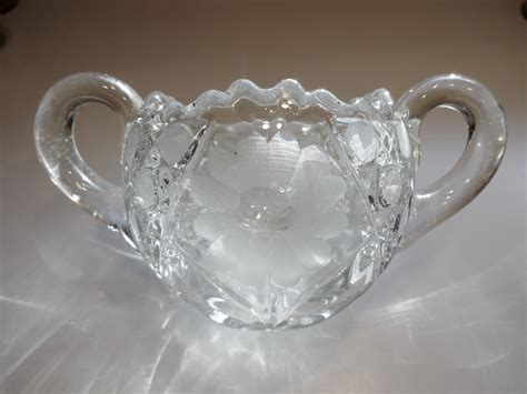 Heavy Glass Open Sugar Bowl With Flowers Sawtooth Rim Collectors Weekly