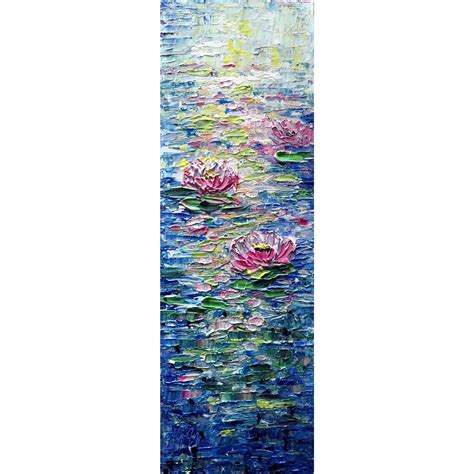 Water Lily Tall Vertical Wall Art Original Painting Canvas Abstract