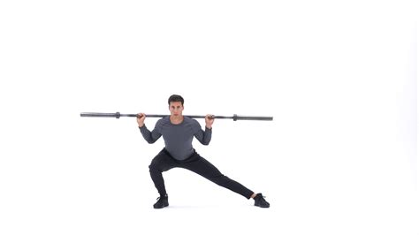 The split squat jump is a variation of the jump squat and an exercise used to build explosive set up in a split squat position with your legs in a 90/90 position (90 degree angle at both the hip and the. Barbell side split squat | Exercise Videos & Guides ...
