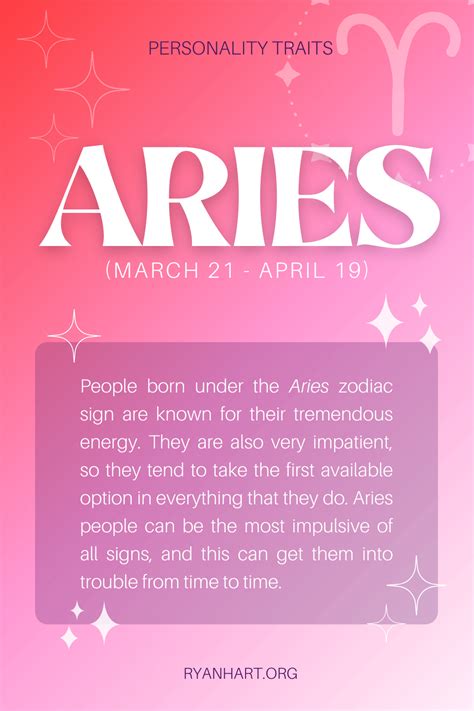 Aries Personality Traits Dates March 21 April 19 Ryan Hart