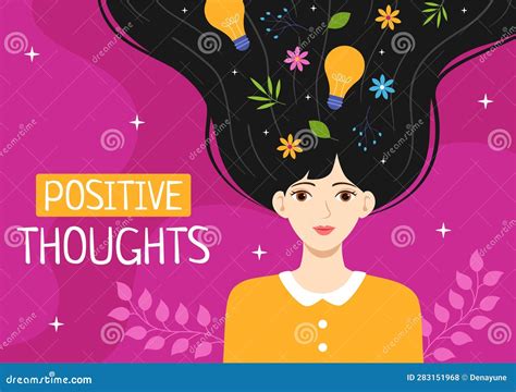 Positives Thoughts Vector Illustration With Thinking Positive As A