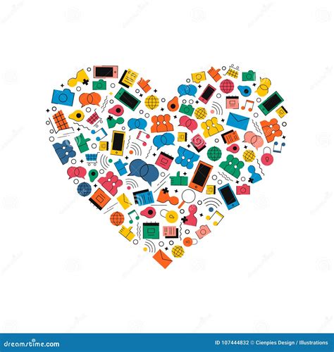 Social Media Network Love Icon Heart Shape Concept Stock Vector