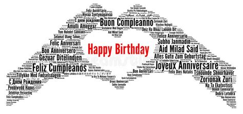Happy Birthday In Different Languages Word Cloud Stock Illustration