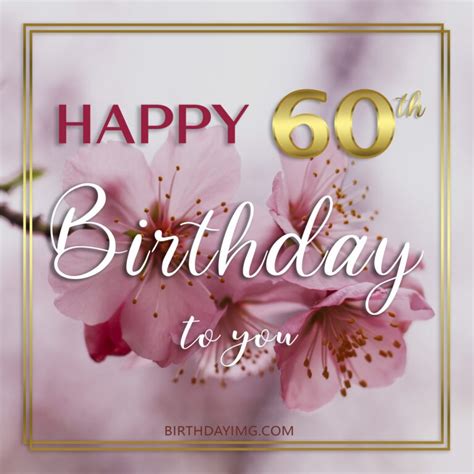 Free 60th Years Happy Birthday Image With Pink Flowers