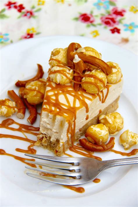 This easy to make, decadent toffee caramel cheesecake has melted toffee in the filling, crunchy toffee bits on the top, vanilla whipped cream. No-Bake Salted Caramel Cheesecake! - Jane's Patisserie