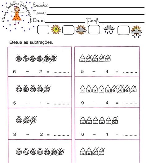 Atividades de Subtração Problemas matemáticos Lindas atividades de matemática envolvendo