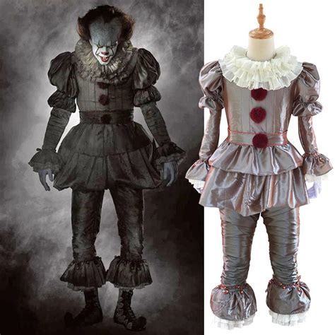 Stephen Kings It Pennywise Cosplay Costume Clown Full Set Deluxe Adult