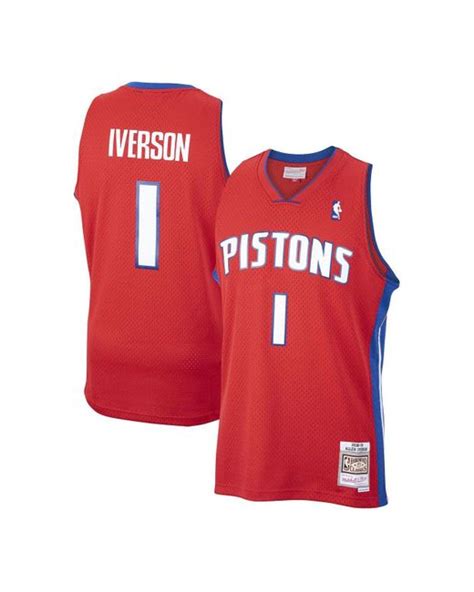 Mitchell And Ness Synthetic Allen Iverson Red Detroit Pistons 2008 09