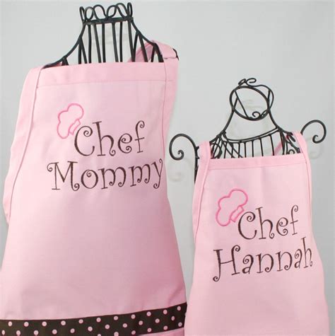 Mother Daughter Apron And Hat T Set Personalized Chef Mommy Etsy