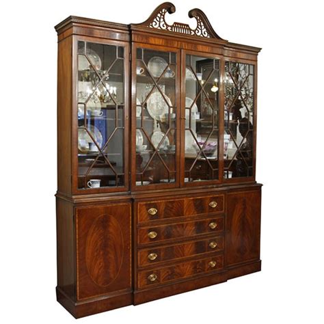 Check out top brands on ebay. Antique Breakfront Crotch Mahogany China Cabinet Hutch at ...