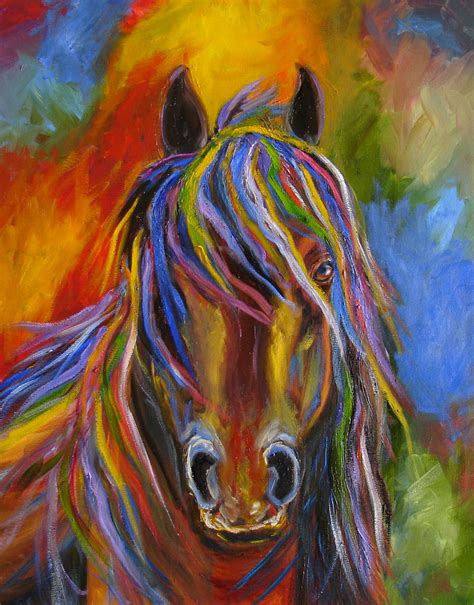 Equine Artists International Mj Zorad Abstract Horse Original Oil
