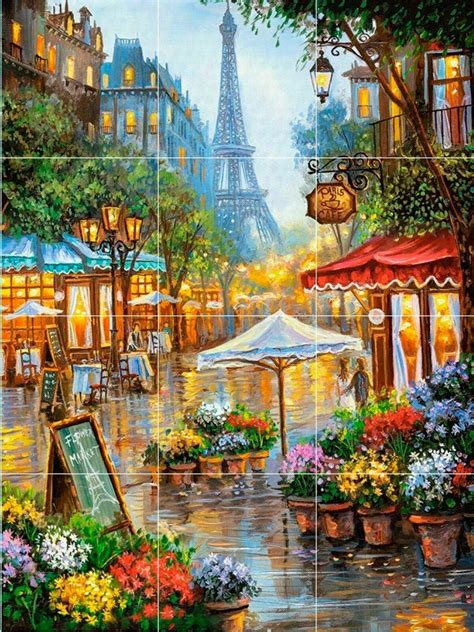 Spring In Romantic France Paris Outdoor Cafes Flowers Eiffel Tower