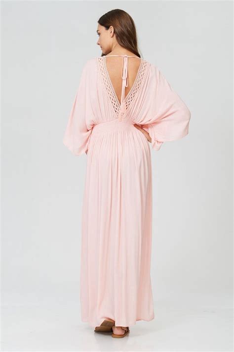 1 Kimono Maxi Dress Light Pink