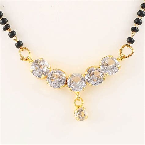 Buy Jewar Mandi Mangalsutra Pendant One Gram Gold Plated Ad Gemstones Black Crystal Moti Jewelry