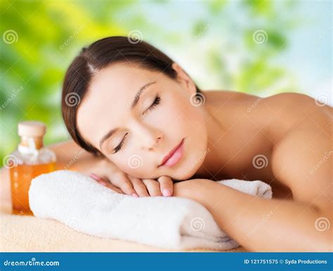 Close Up Of Beautiful Woman Having Massage At Spa Stock Image Image