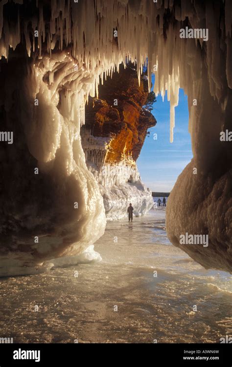 The Ice Covered Sea Caves Of Lake Superior At Squaw Point In Apostle
