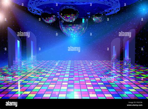 Disco Lights Background With Mirror Balls Chrome Lattice And Shining