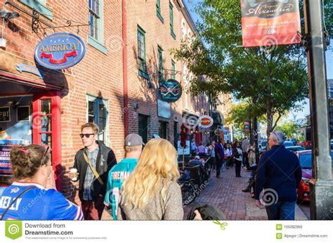 People Walking Along King Street In Old Town Alexandria On A Sunny