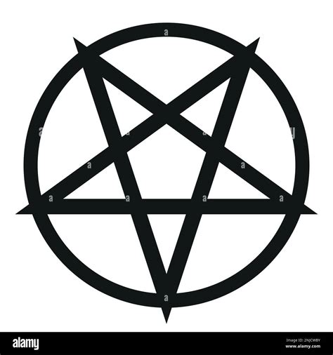 Pentagram In Circle Vector Illustration Of Simple Five Pointed Star In Circle Isolated On