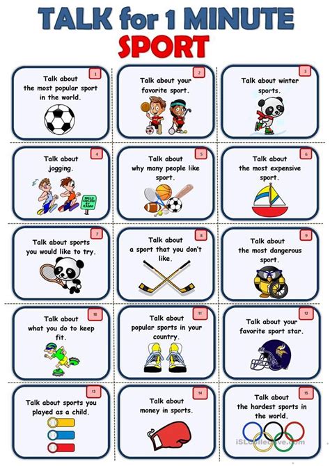 Sport Speaking Cards English Esl Worksheets English Activities