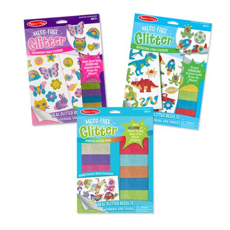Melissa And Doug Mess Free Glitter Stickers And Extra Sheets Value Pack 3