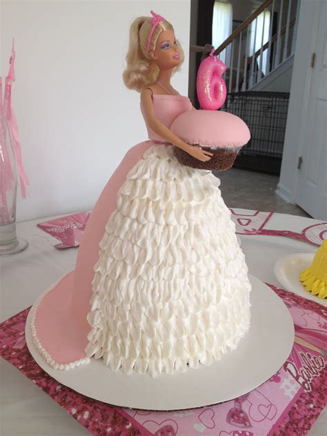 chocolate barbie cake decorated with fondant and buttercream frosting barbie dress cake