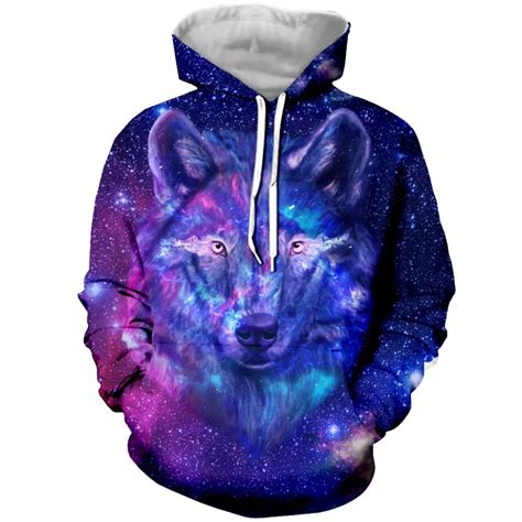 New Mens Animal Wolf 3d Printed Hoodies Stary Wolf Hoodie For Menwomen