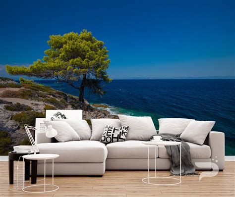 Large Wall Mural Lonely Tree Wall Mural Sea Cliffs Greece Self Adhesive