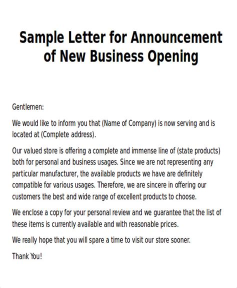 Free 5 Sample New Business Letter Templates In Ms Word Pdf