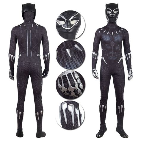 Black Panther Cosplay Costume Tchalla Black Jumpsuit Edition Black