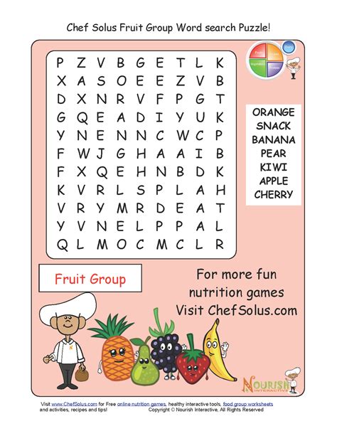Challenge Your Little Chefs To A Fruit Group Word Search Printable