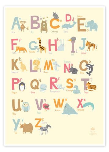 Alphabet Des Animaux Allemand De Petit Griffin En Poster Tableau Sur