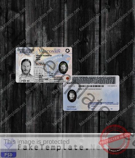 Usa Wisconsin Driver License 2013 Editable Psd Template Psd Template