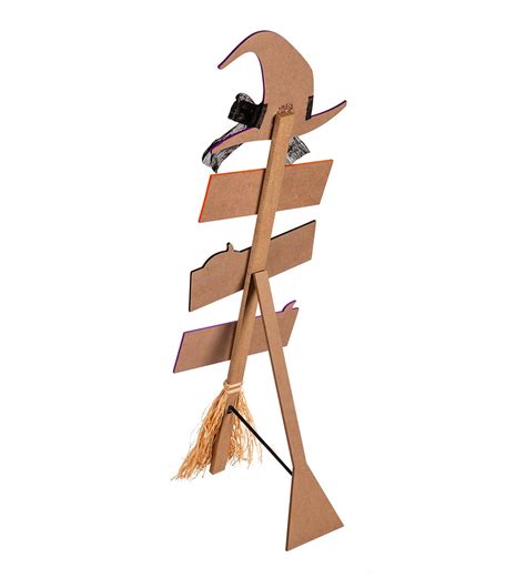 Halloween Witchs Broom Shaped Porch Leaner Wind And Weather