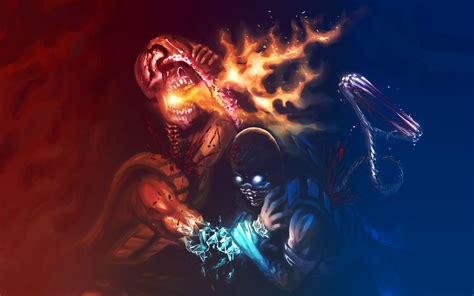 Illustration Of Sub Zero And Scorpion From Mortal Kombat Hd Wallpaper