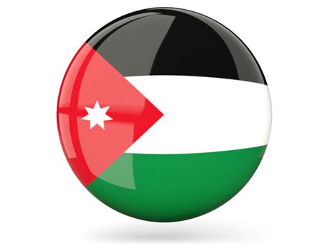 Glossy Round Icon Illustration Of Flag Of Jordan