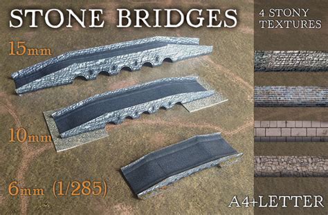 Stone Bridges Set 6mm 1285 10mm 15mm Just Paper Battles 3d