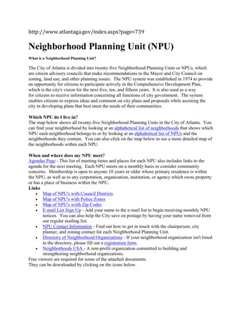Neighborhood Planning Unit Npu