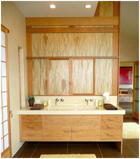 The marble veining give the surfaces of the units a timeless charm. Bamboo bathroom vanity | Modern bathroom vanity, Bamboo ...