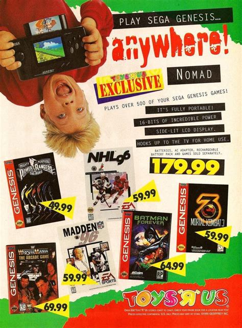 Print Ad For Sega Genesis Games And The Nomad At Toys R Us As Seen In The Holiday 1995 Issue