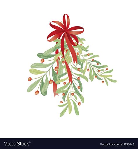 Christmas Sprig Of Mistletoe For Greeting Cards Vector Image