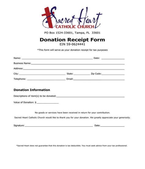 Free Donation Receipt Forms In Pdf Ms Word